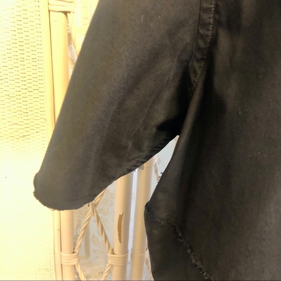 Reaction Kenneth Cole Shirt Black Button Up Short Sleeves Frayed Men's Large - Picture 5 of 16